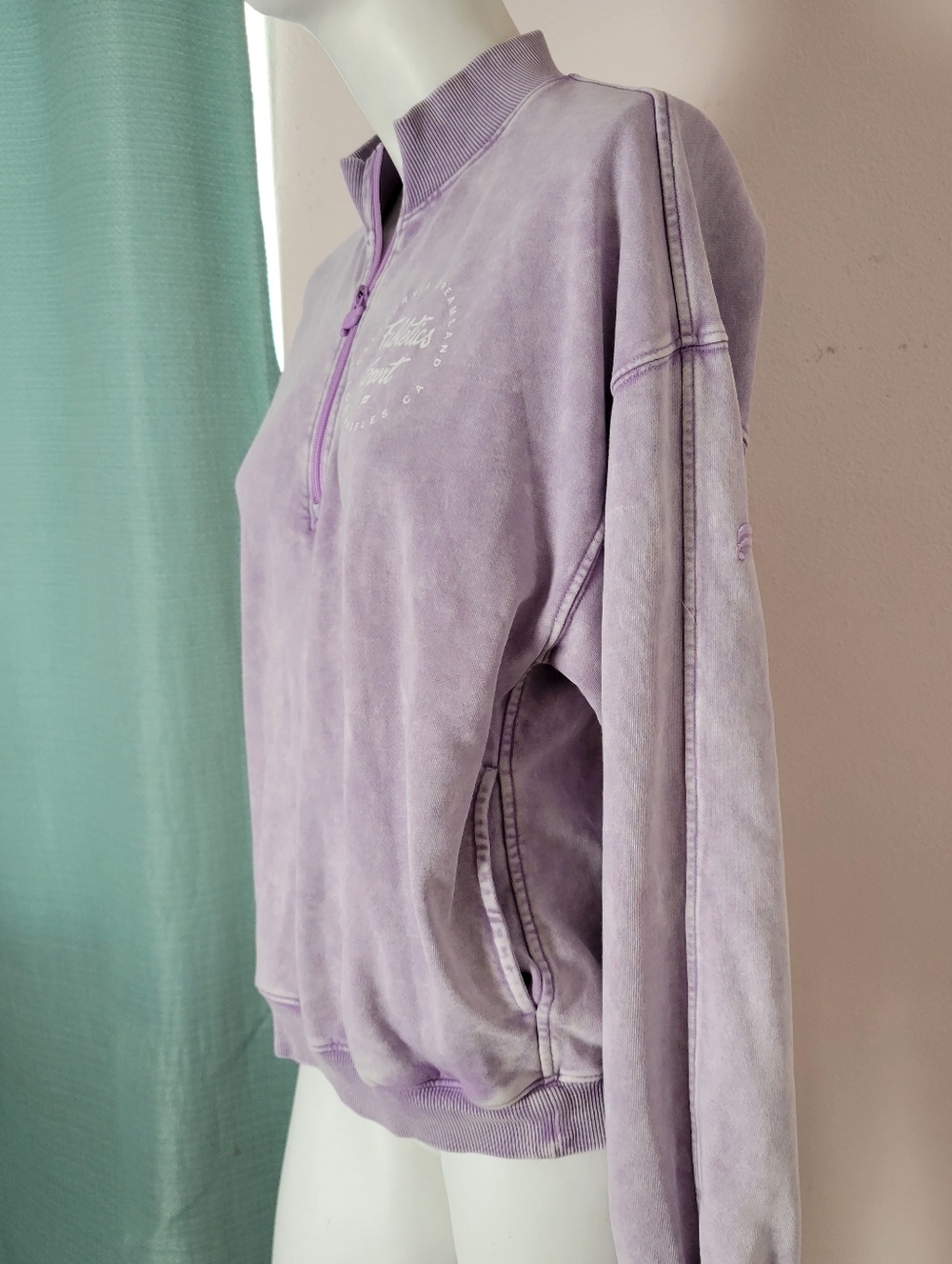 Fabletics Sport Lavender Acid Wash 1/4 Zip Pullover Sweatshirt - Fits Like Mediu - Picture 6 of 9
